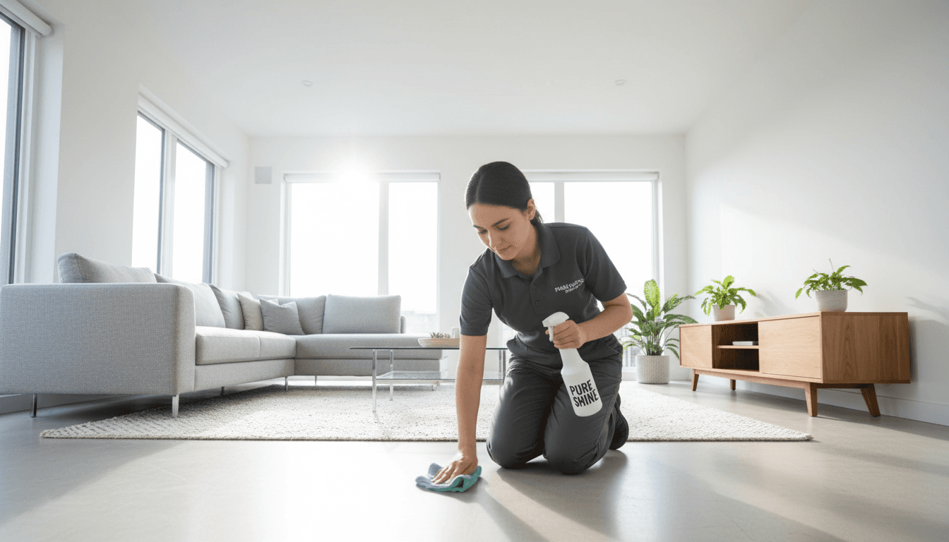 Connor Casey, owner of cece's cleanery, in a clean modern home